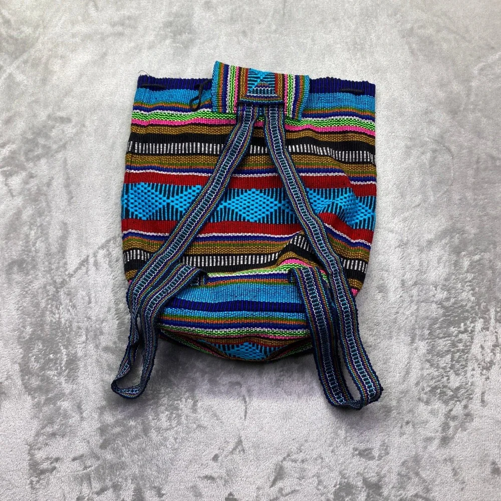 Lillo Mexican Woven Baja Backpack Multi Color Striped Rucksack Boho Gipsy‎